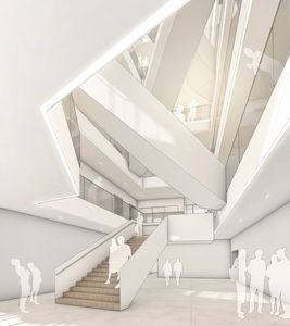 Der HIRI-Neubau verfügt über ein helles, offenes Haupttreppenhaus 