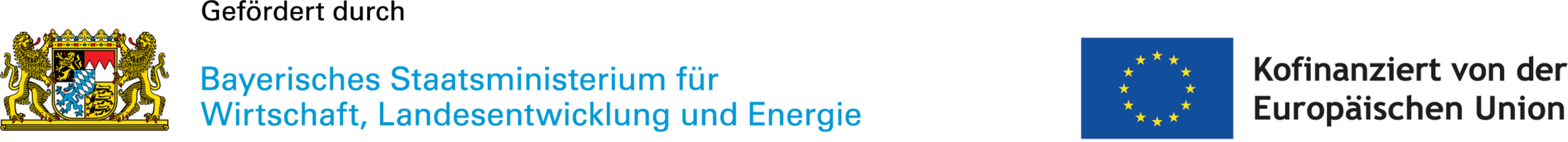 Logo des Bayerischen Staatsministeriums für Wirtschaft, landesentwicklung und Energie sowie das der Europäischen Union